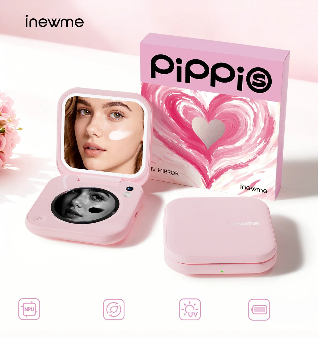 Aura Mirror Core — PiPPi S UV mirror with NPU chip, UV detection and long battery life
