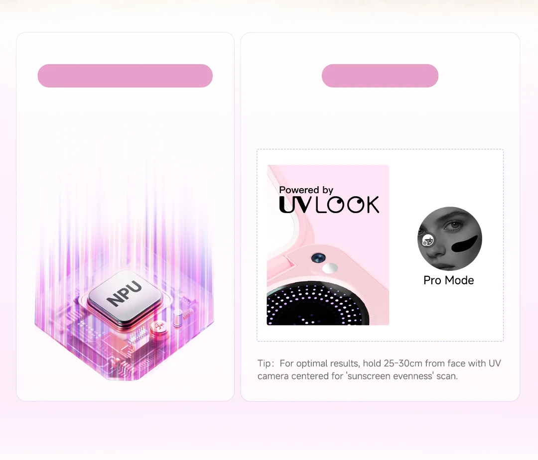 NPU chip paired with UV sensors and UV LOOK detection technology