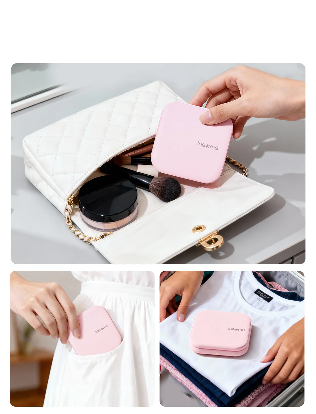 Lightweight portable design that slips into a bag or pocket