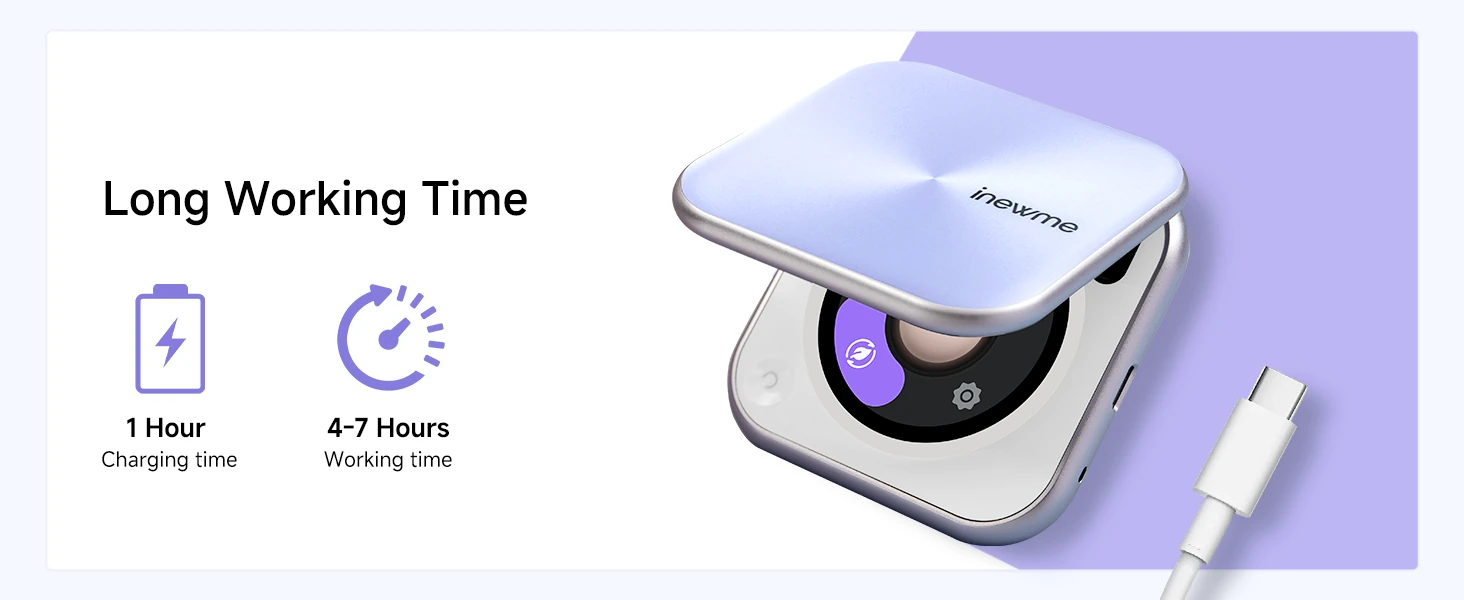 Long working time — 1 hour charging time, 4-7 hours working time