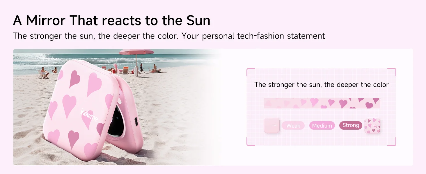 A mirror that reacts to the sun — the stronger the sun, the deeper the color