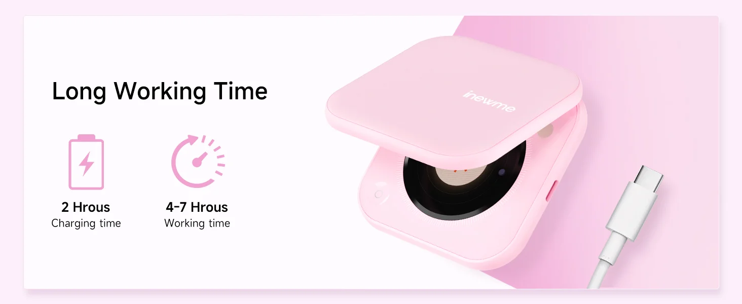 Long working time — 2 hours charging, 4 to 7 hours working time