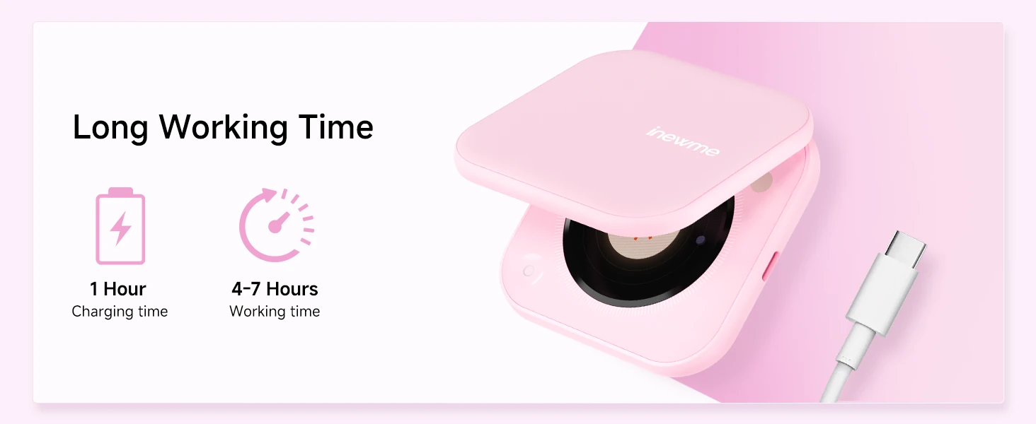 Long working time — 1 hour charging time, 4-7 hours working time