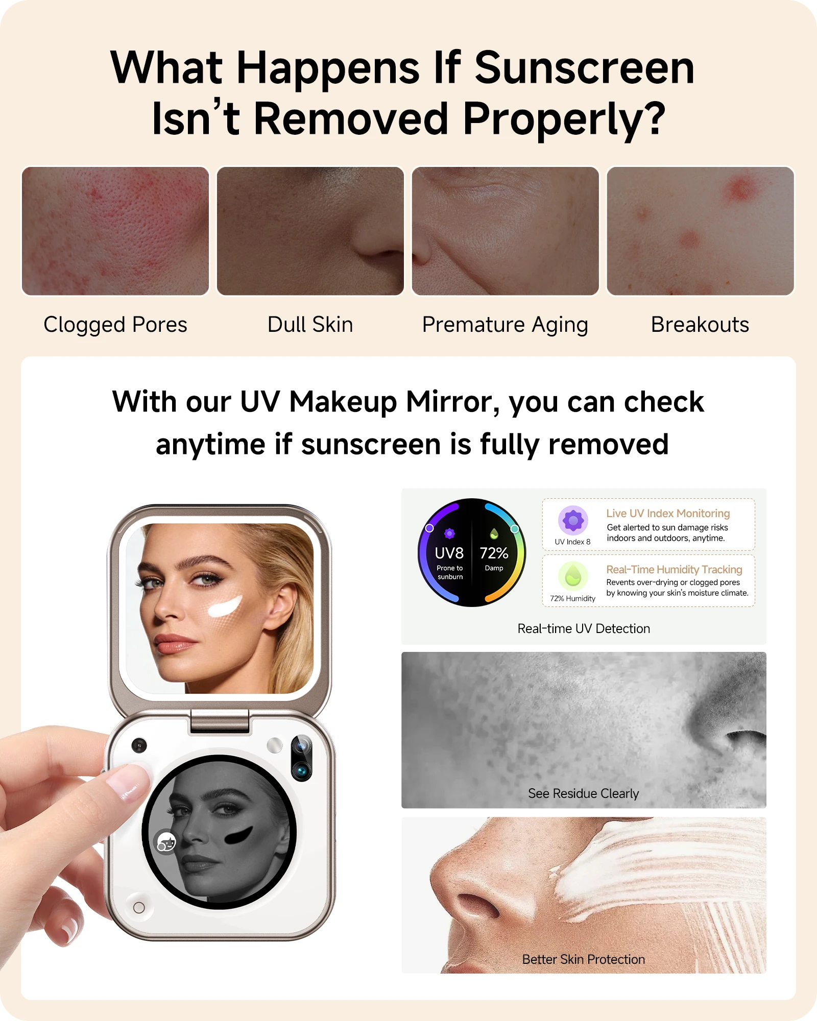 Check whether sunscreen is fully removed