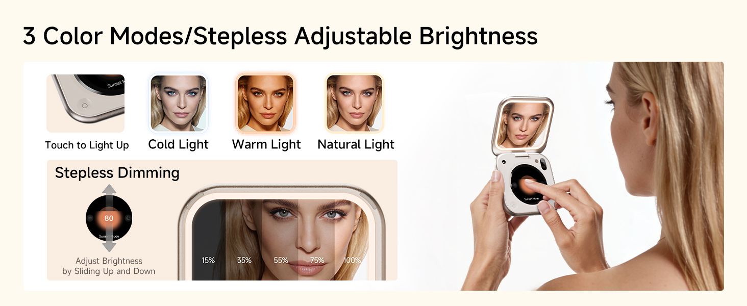 3 color modes with stepless adjustable brightness