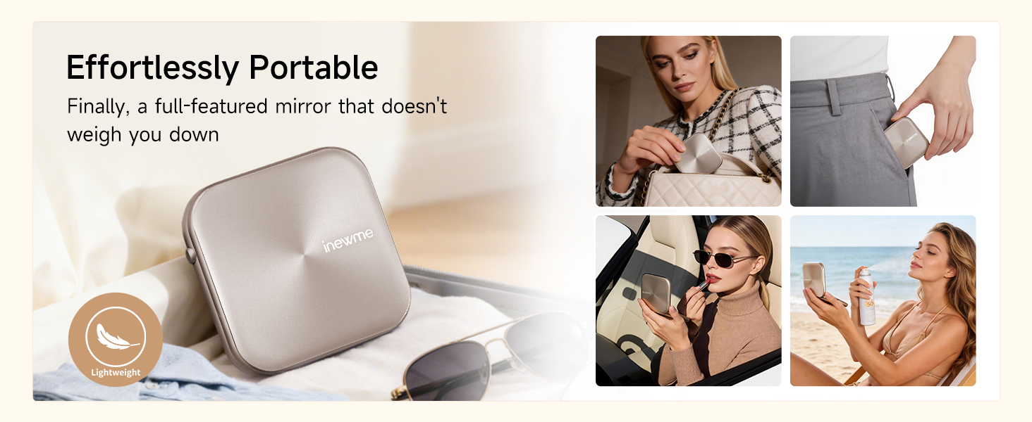 Effortlessly portable full-featured mirror