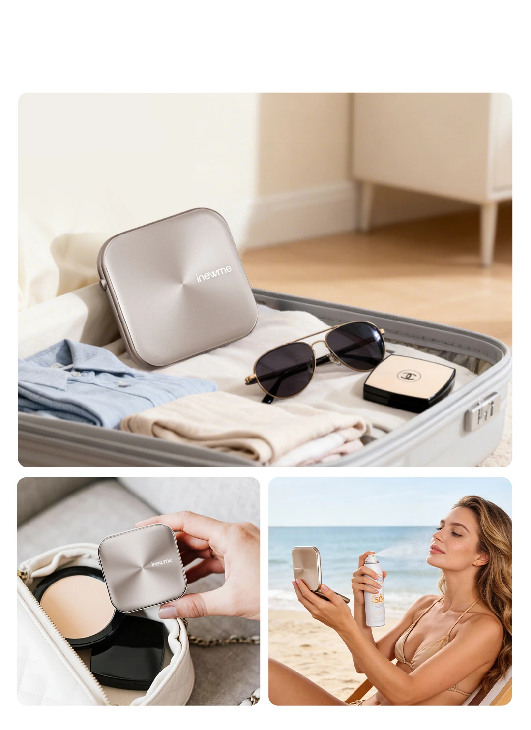 Travel-friendly design that slips into a suitcase, a makeup bag or a beach tote