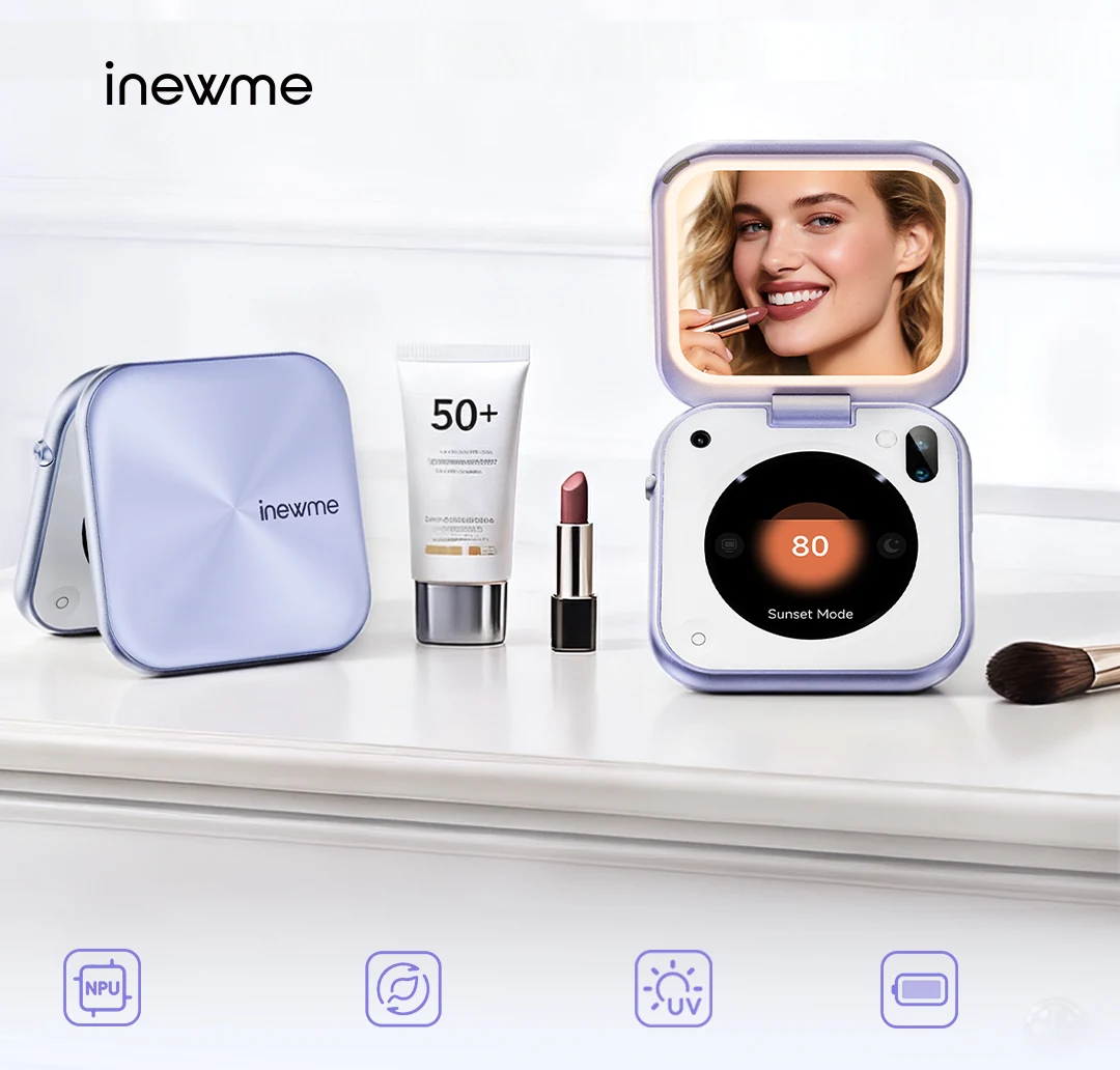 Aura Mirror Plus — touch-controlled 3-color light, UV humidity detection, UV smart camera and 1020mAh battery
