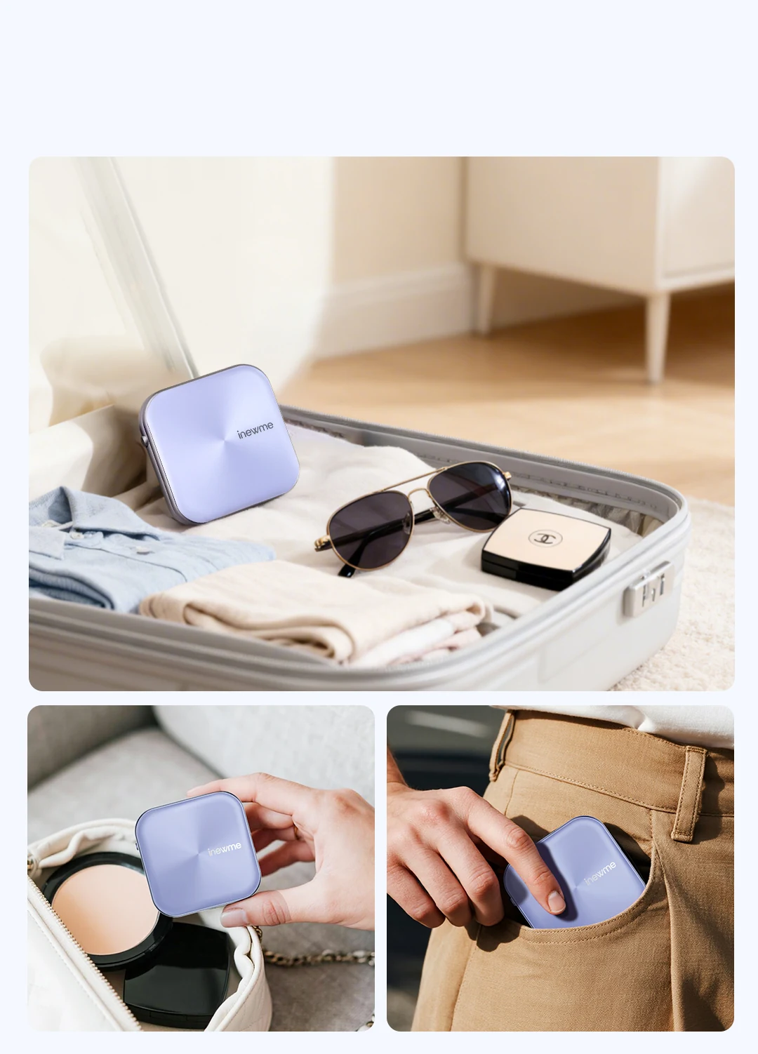 Travel-friendly design that slips into a suitcase, a bag or a pocket